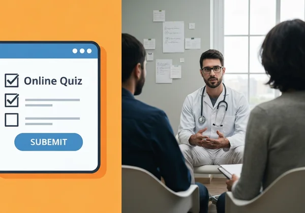 Online quiz juxtaposed with professional diagnosis process