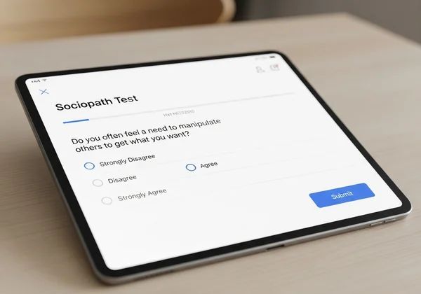 Une interface de test de sociopathie en ligne sur un appareil numérique