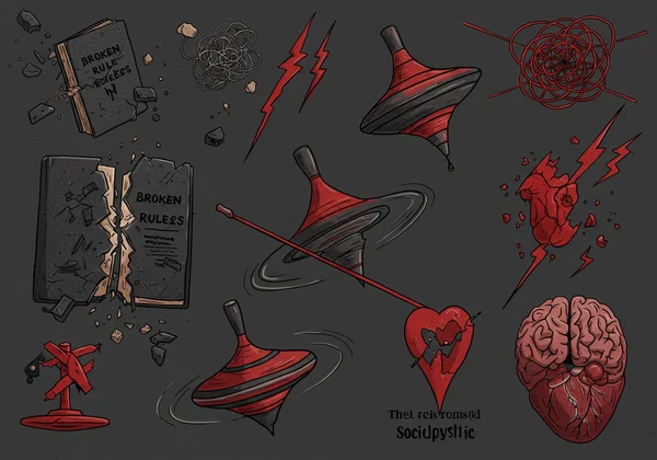 Abstract representation of various sociopathic behavioral traits
