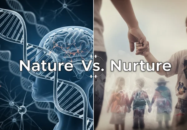 Illustration of nature vs. nurture influencing personality