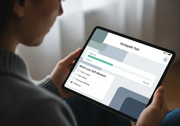User taking a confidential online sociopath test