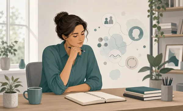Calm reflection at a desk