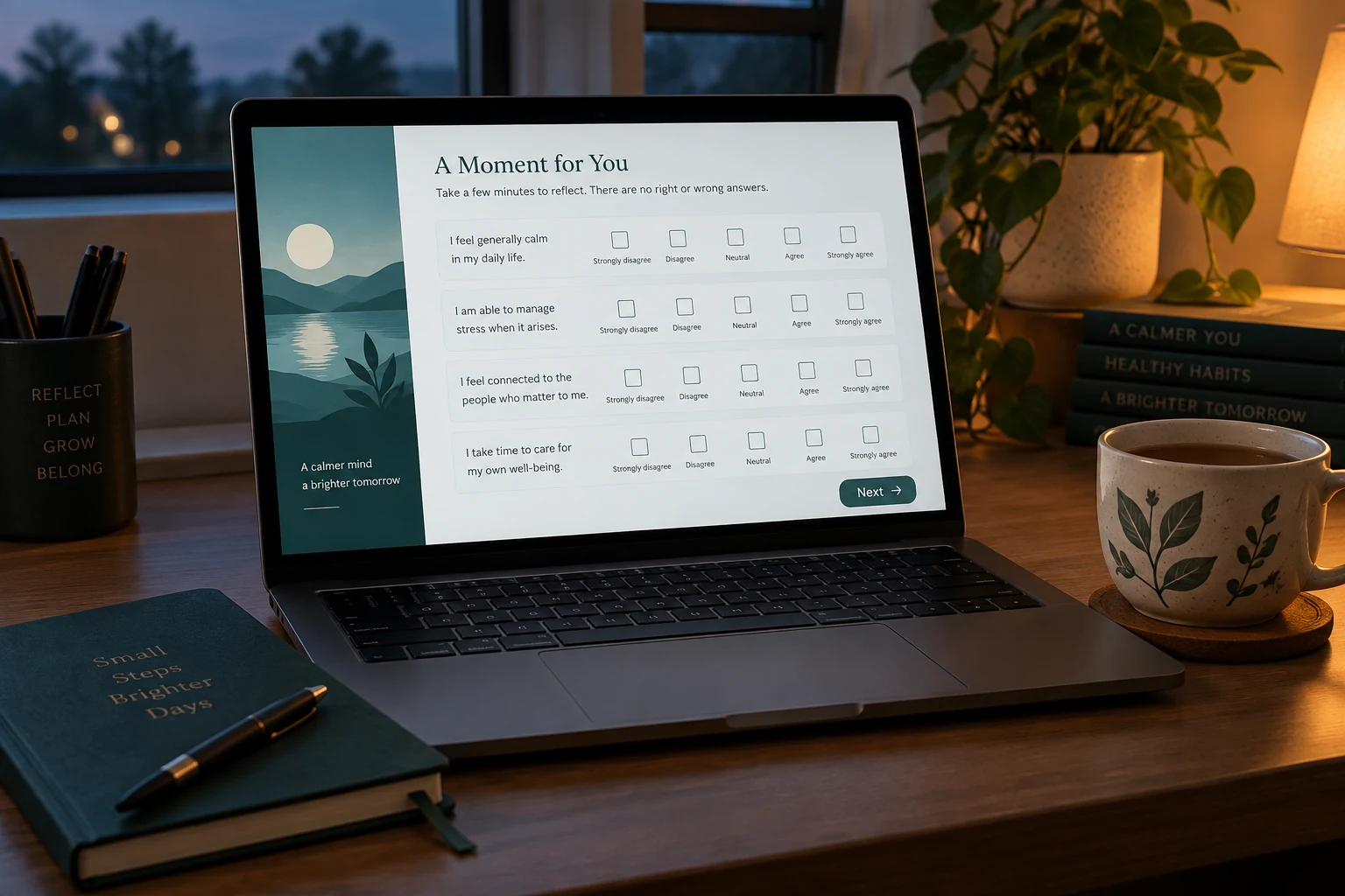 Private self-reflection tool on laptop